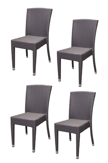 4x KONWAY® MAUI Stapelstuhl Schiefergrau Polyrattan Garten Sessel Set stapelbar