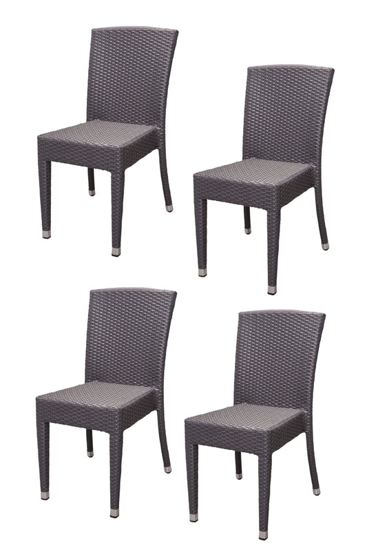 4x KONWAY® MAUI Stapelstuhl Schiefergrau Polyrattan Garten Sessel Set stapelbar