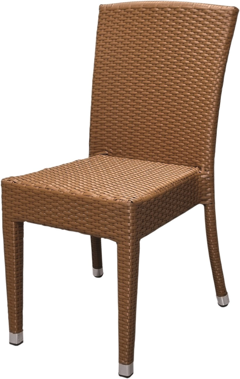 4x KONWAY® MAUI Stapelstuhl Braun Polyrattan Garten Sessel Stuhl Set stapelbar