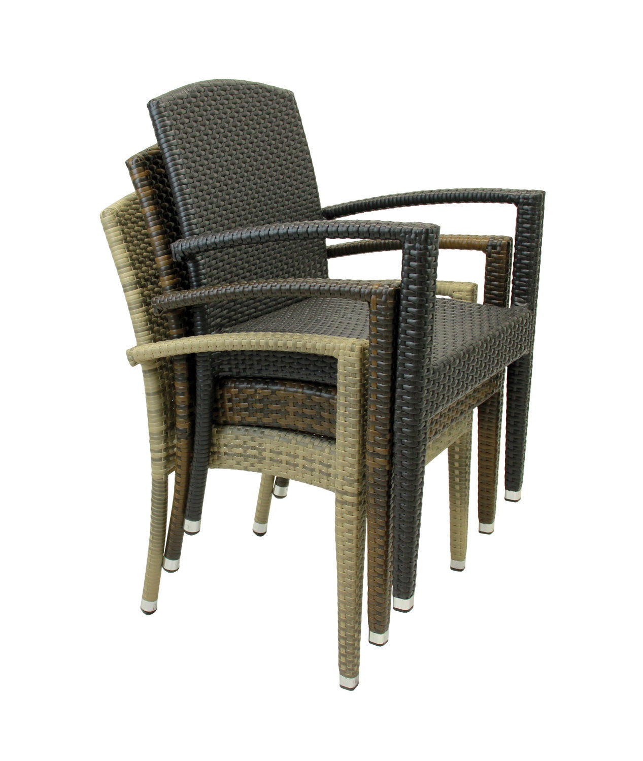 4x KONWAY® MAUI Stapelsessel Tabaco Premium Polyrattan Garten Sessel Stuhl Set