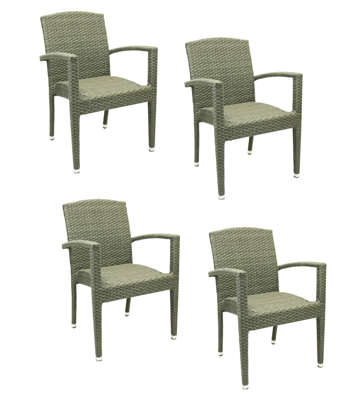 4x KONWAY® MAUI Stapelsessel Quarz Premium Polyrattan Garten Sessel Stuhl Set
