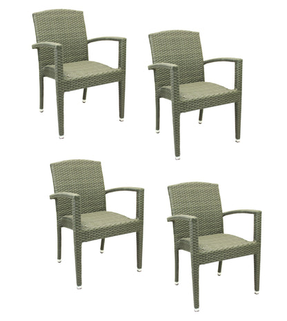 4x KONWAY® MAUI Stapelsessel Quarz Premium Polyrattan Garten Sessel Stuhl Set