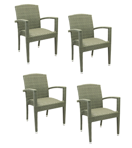 4x KONWAY® MAUI Stapelsessel Quarz Premium Polyrattan Garten Sessel Stuhl Set