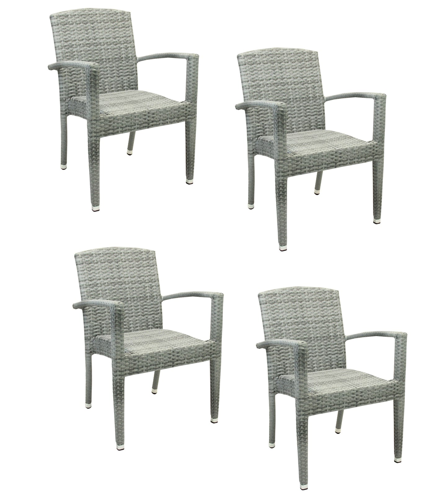 4x KONWAY® MAUI Stapelsessel Granit Premium Polyrattan Garten Sessel Stuhl Set