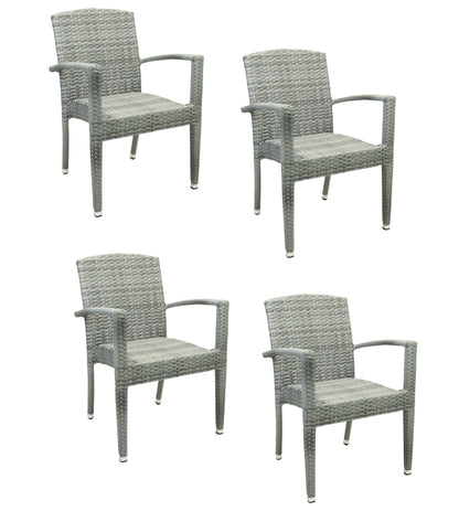4x KONWAY® MAUI Stapelsessel Granit Premium Polyrattan Garten Sessel Stuhl Set