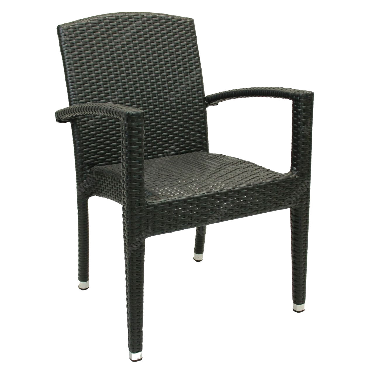 4x KONWAY® MAUI Stapelsessel Schwarz Premium Polyrattan Garten Sessel Stuhl Set
