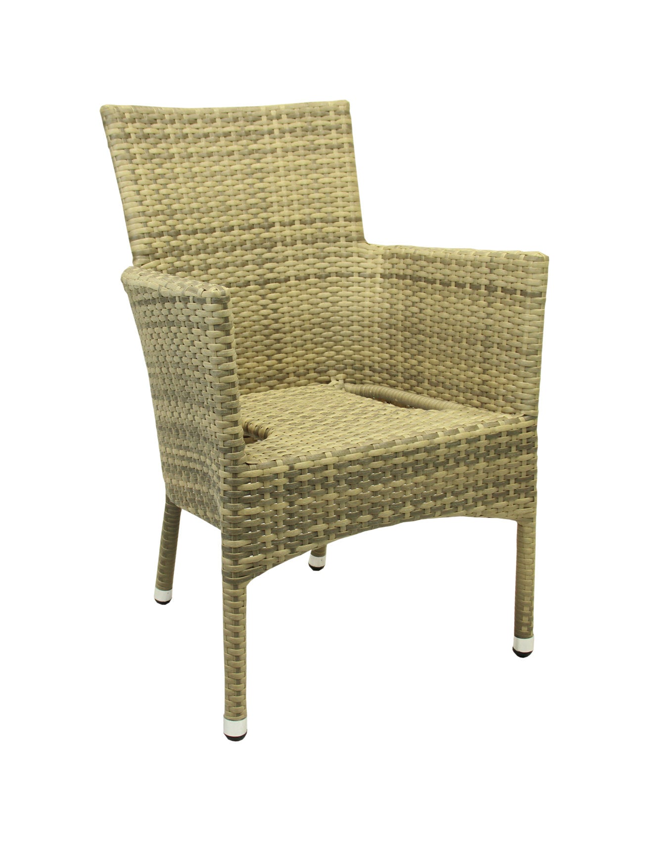 4x KONWAY® MILANO Stapelsessel Elfenbein + Kissen Polyrattan Garten Sessel Set