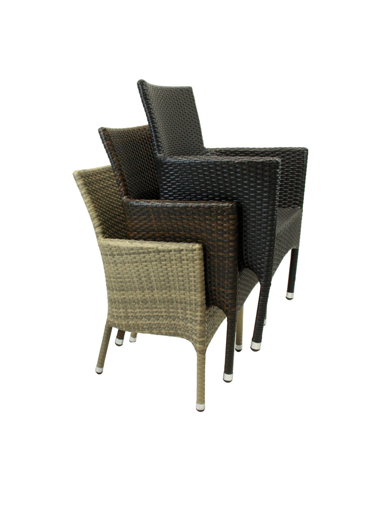 4x KONWAY® MILANO Stapelsessel Elfenbein + Kissen Polyrattan Garten Sessel Set