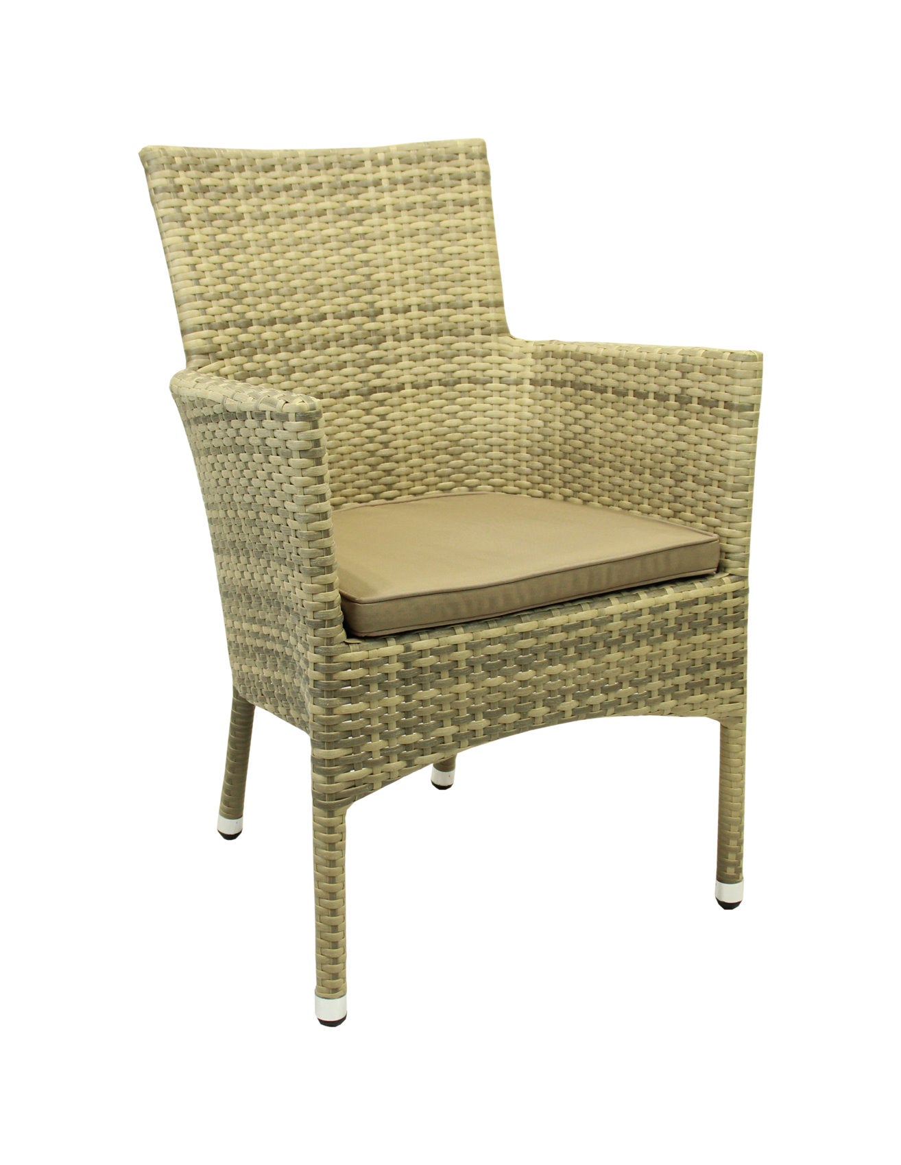 4x KONWAY® MILANO Stapelsessel Elfenbein + Kissen Polyrattan Garten Sessel Set