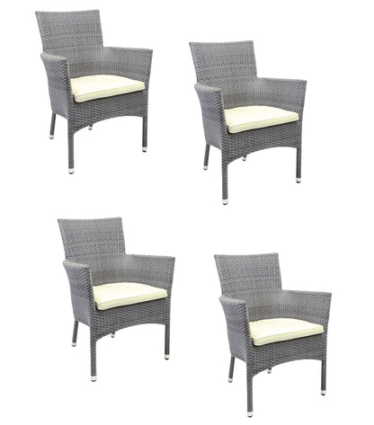 4x Konway MILANO Stapelsessel granit + Sitzkissen Polyrattan Garten Sessel Stuhl