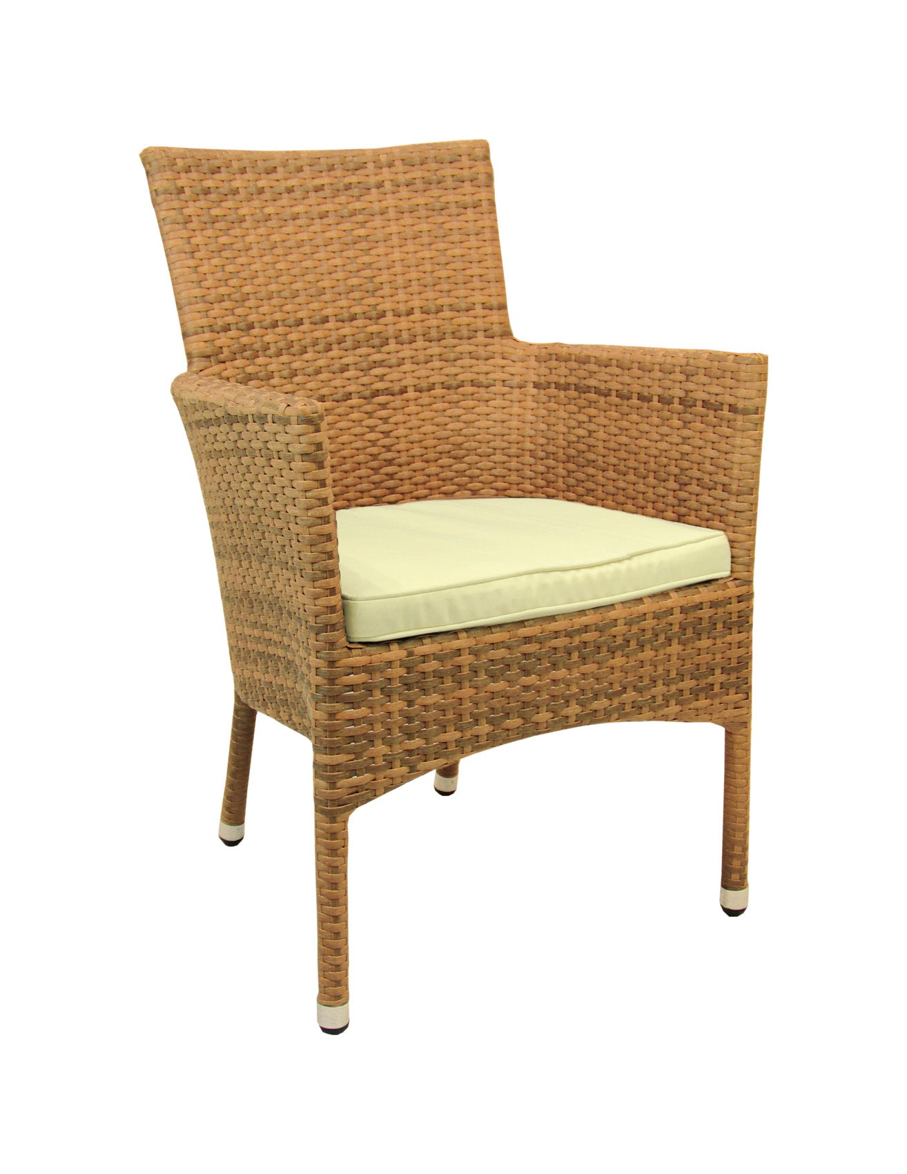 4x Konway MILANO Stapelsessel tabaco + Sitzkissen Polyrattan Garten Sessel Stuhl