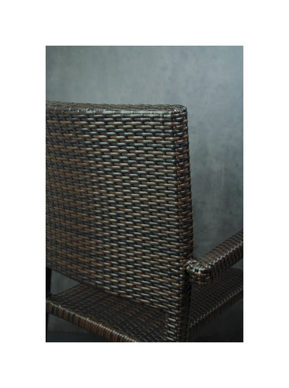 4x KONWAY® PORTO Stapelsessel Lederlook Polyrattan Garten Sessel Stuhl Set braun