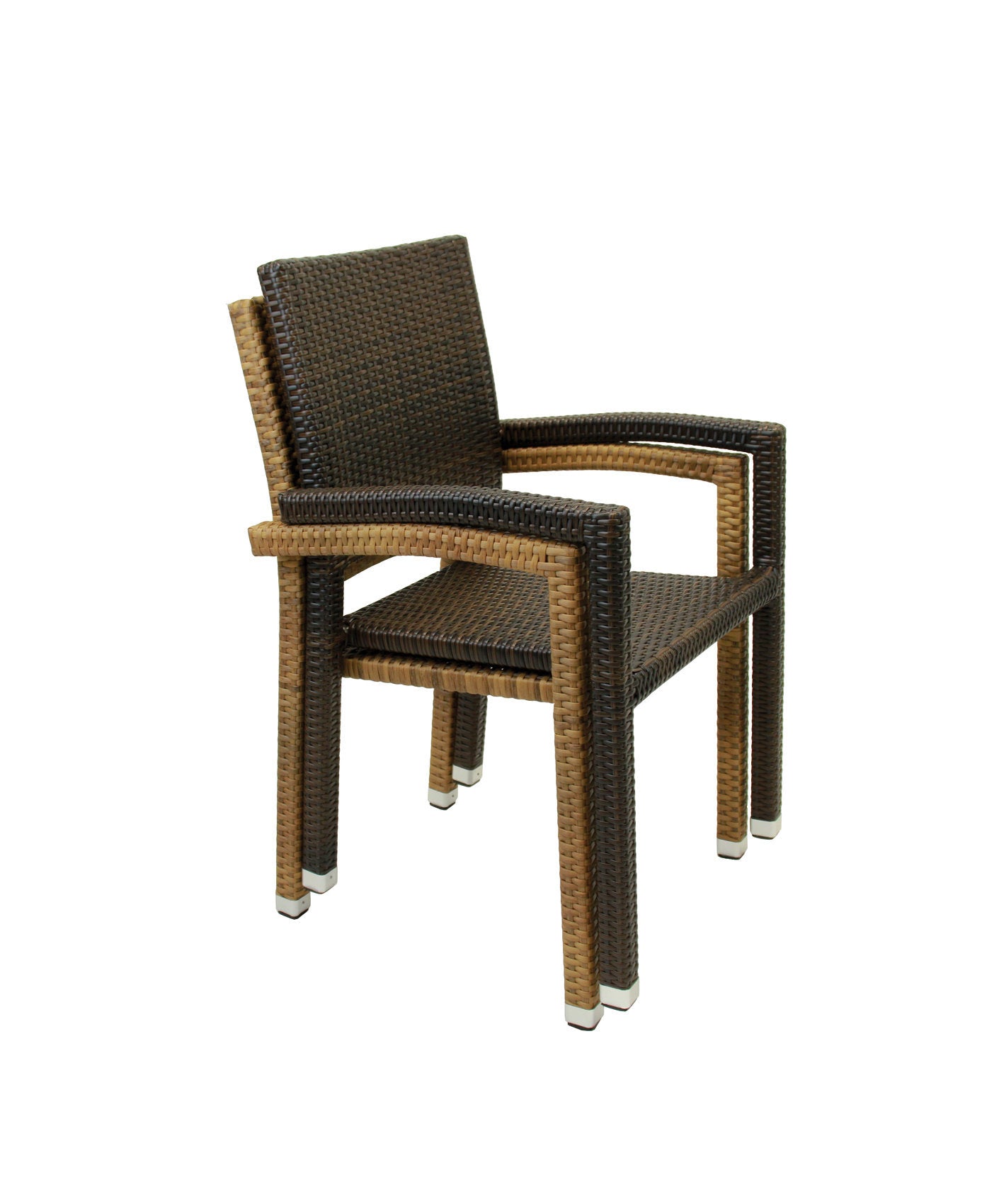 4x KONWAY® PORTO Stapelsessel Lederlook Polyrattan Garten Sessel Stuhl Set braun