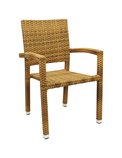 4x KONWAY® PORTO Stapelsessel Tabaco Premium Polyrattan Garten Sessel Stuhl Set