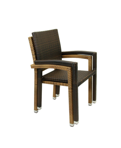 4x KONWAY® PORTO Stapelsessel Schwarz Premium Polyrattan Garten Sessel Stuhl Set