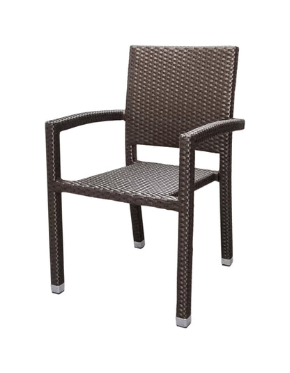 4x KONWAY® PORTO Stapelsessel Mokka Premium Polyrattan Garten Sessel Stuhl Set