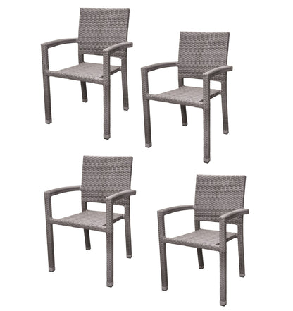 4x KONWAY® PORTO Stapelsessel Granit Premium Polyrattan Garten Sessel Stuhl Set