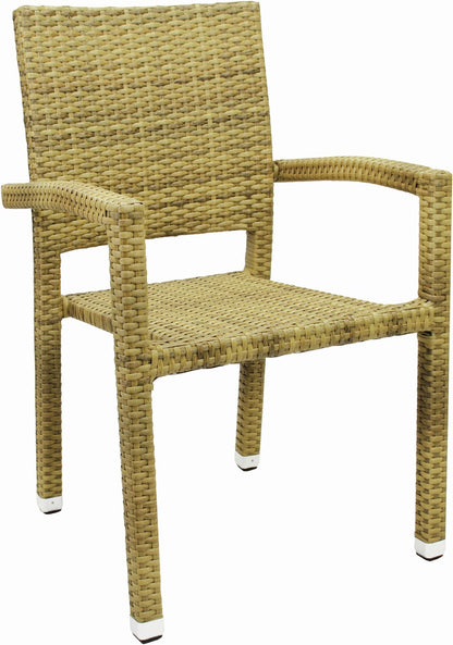 4x KONWAY® PORTO Stapelsessel Elfenbein Polyrattan Garten Sessel Stuhl Set beige