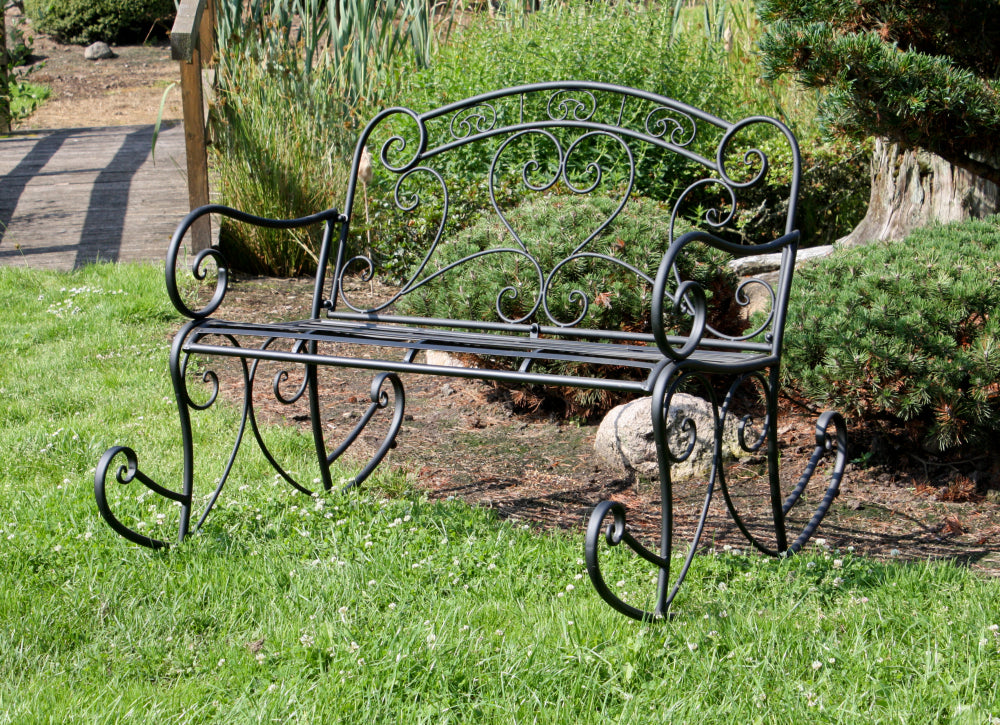 Schaukelbank Metall Gartenbank Sitzbank Parkbank Schaukelstuhl Bank schwarz