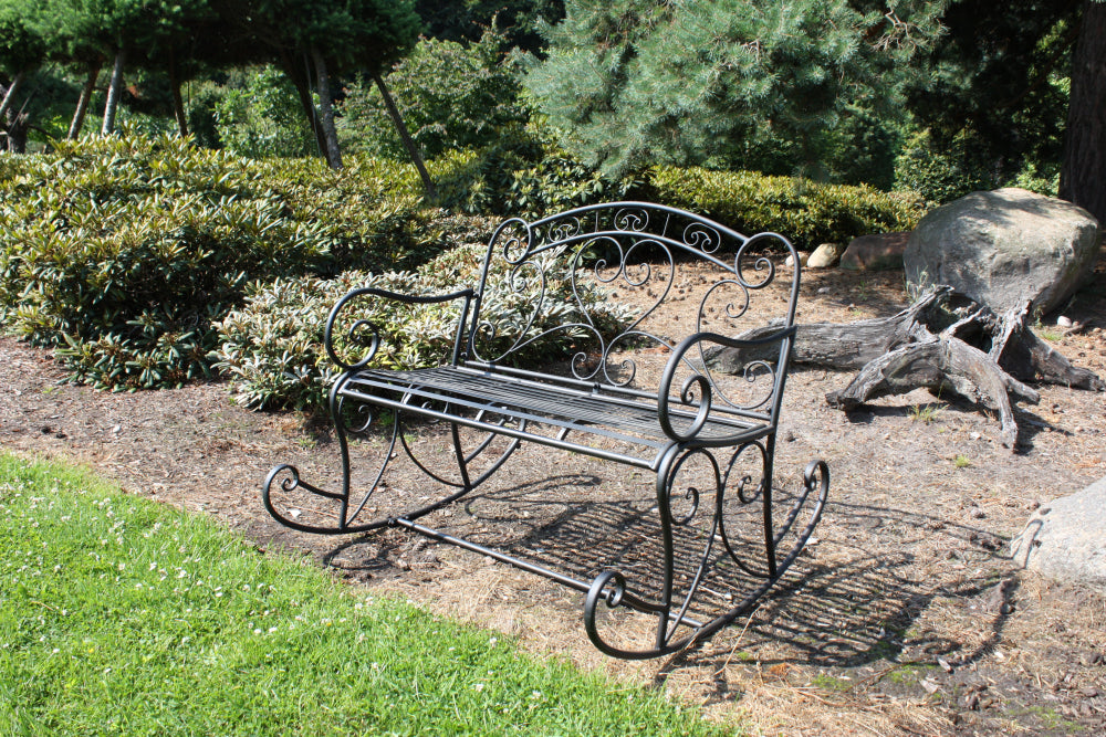 Schaukelbank Metall Gartenbank Sitzbank Parkbank Schaukelstuhl Bank schwarz