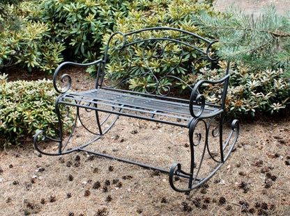 Schaukelbank Metall Gartenbank Sitzbank Parkbank Schaukelstuhl Bank schwarz