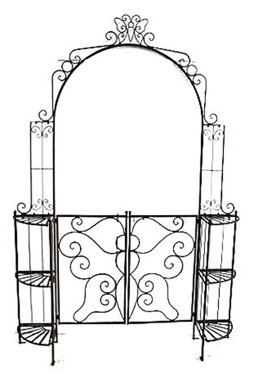 Garden Pleasure Metall Rosenbogen Tor Rankhilfe Pforte Antik Optik schwarz