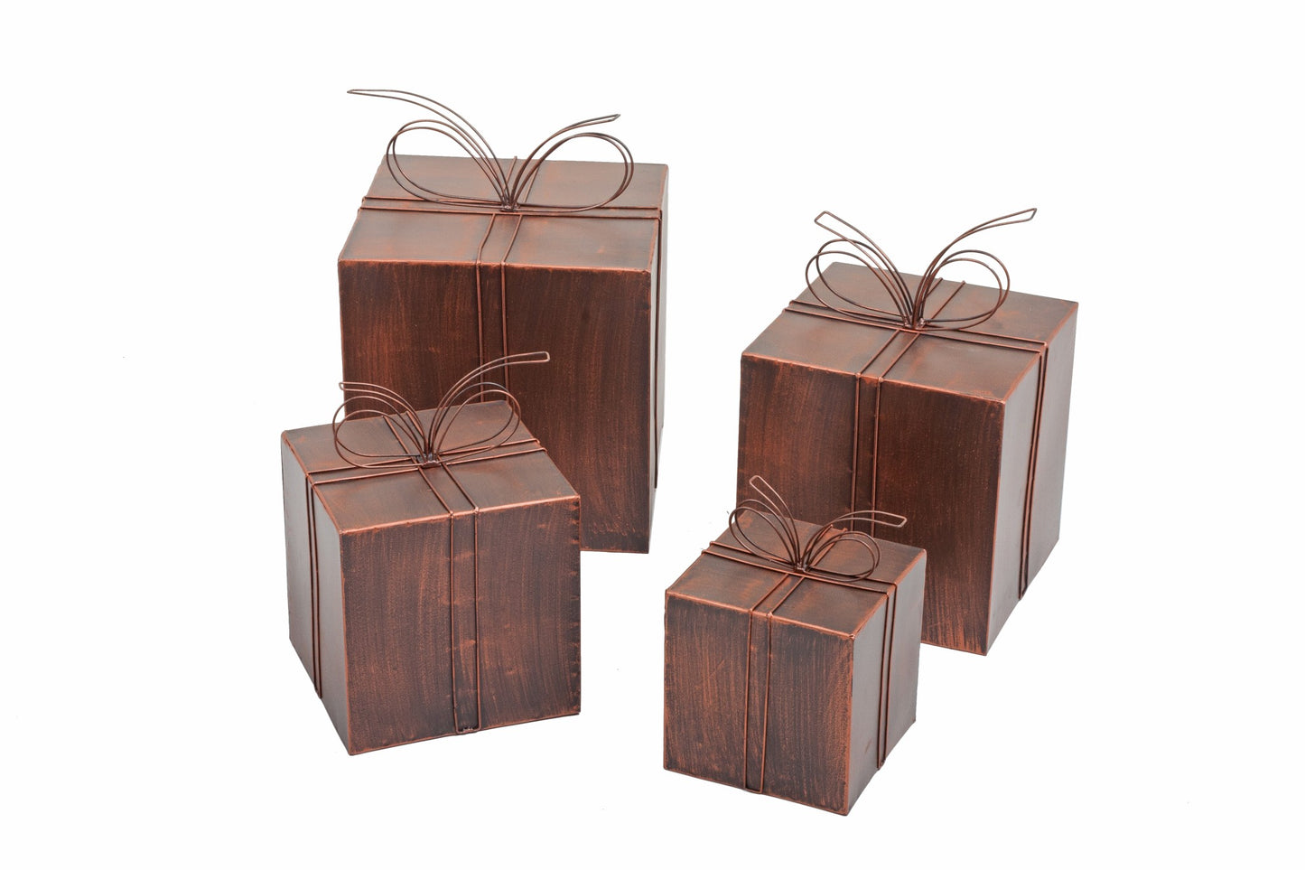 Metall Deko Geschenkpakete 4tlg. Garten Dekoration Geschenk Würfel Schmiedeeisen