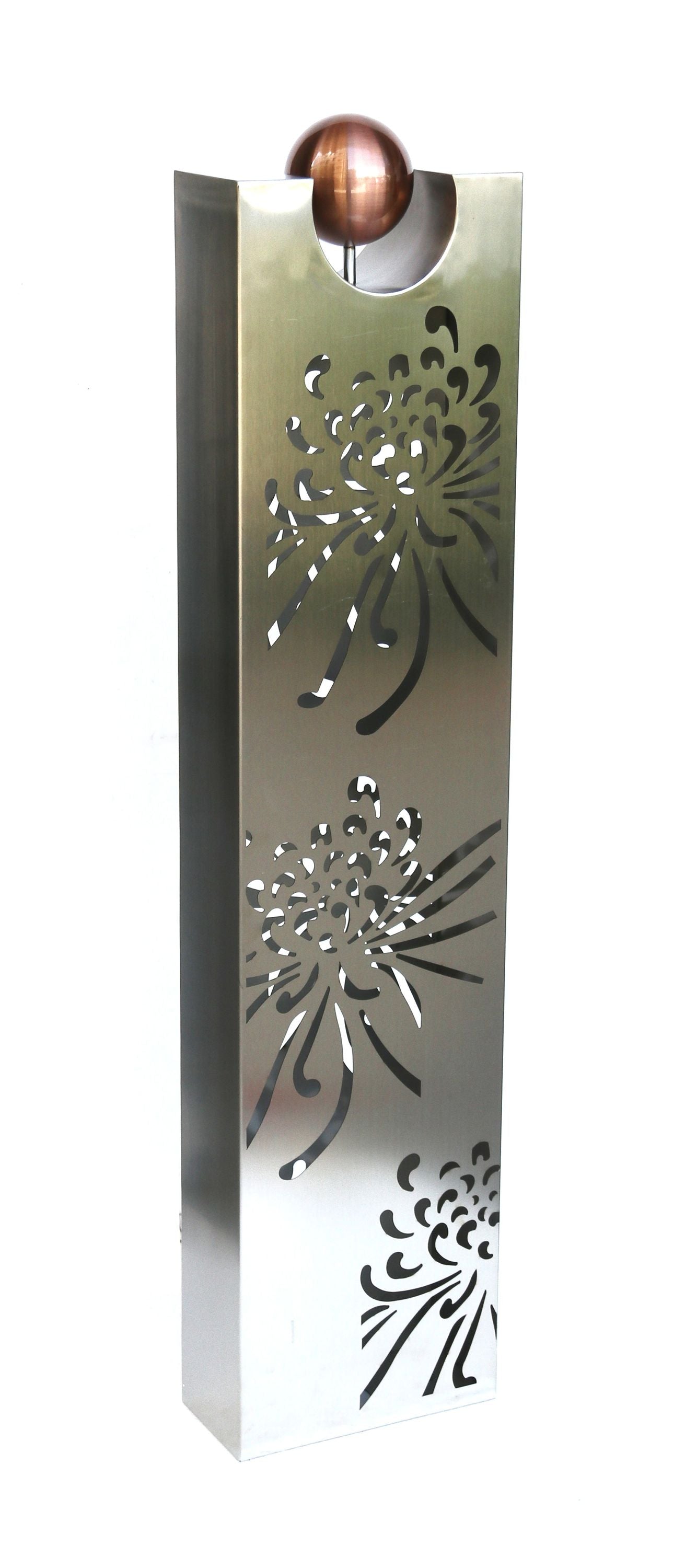 Edelstahl Gartensäule Blumengesteck Pflanzschale Metall Garten Dekoration silber