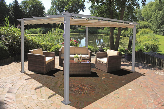 Alu Pergola 395x225cm Terrasse Überdachung Pavillon Sonnenschutz Sonnendach