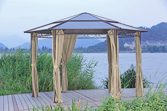 Alu Pavillon 6-eckig Gartenzelt Partyzelt Garten Zelt Festzelt Überdachung