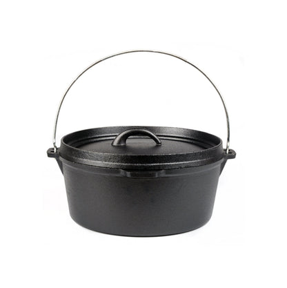 2er Set Dutch Oven 5 L Gusseisen Topfset Topf Pfanne Camping Grill Platte BBQ