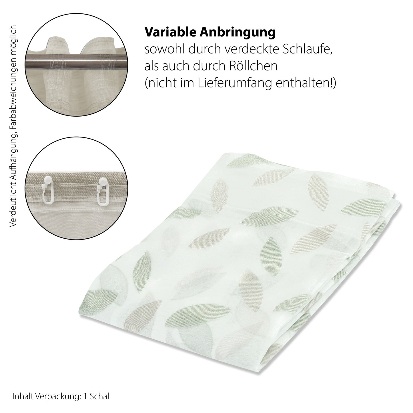 Schlaufen Vorhang Keela grün/grau 140x245 Wohnzimmer Schlafzimmer Kinderzimmer