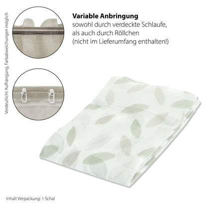 Schlaufen Vorhang Keela grün/grau 140x245 Wohnzimmer Schlafzimmer Kinderzimmer