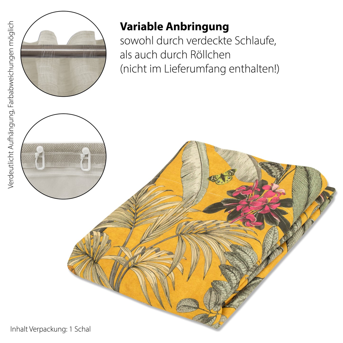 Schlaufen Vorhang Kelani safran 140x245 Wohnzimmer Schlafzimmer Kinderzimmer