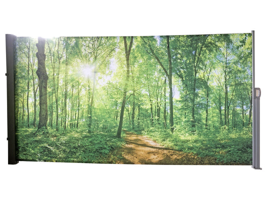 Seitenmarkise Motiv Waldlichtung grau 160x300 Markise Seite Balkon Sichtschutz