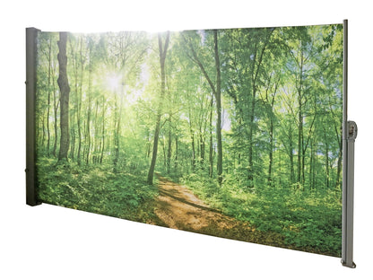 Seitenmarkise Motiv Waldlichtung grau 160x300 Markise Seite Balkon Sichtschutz