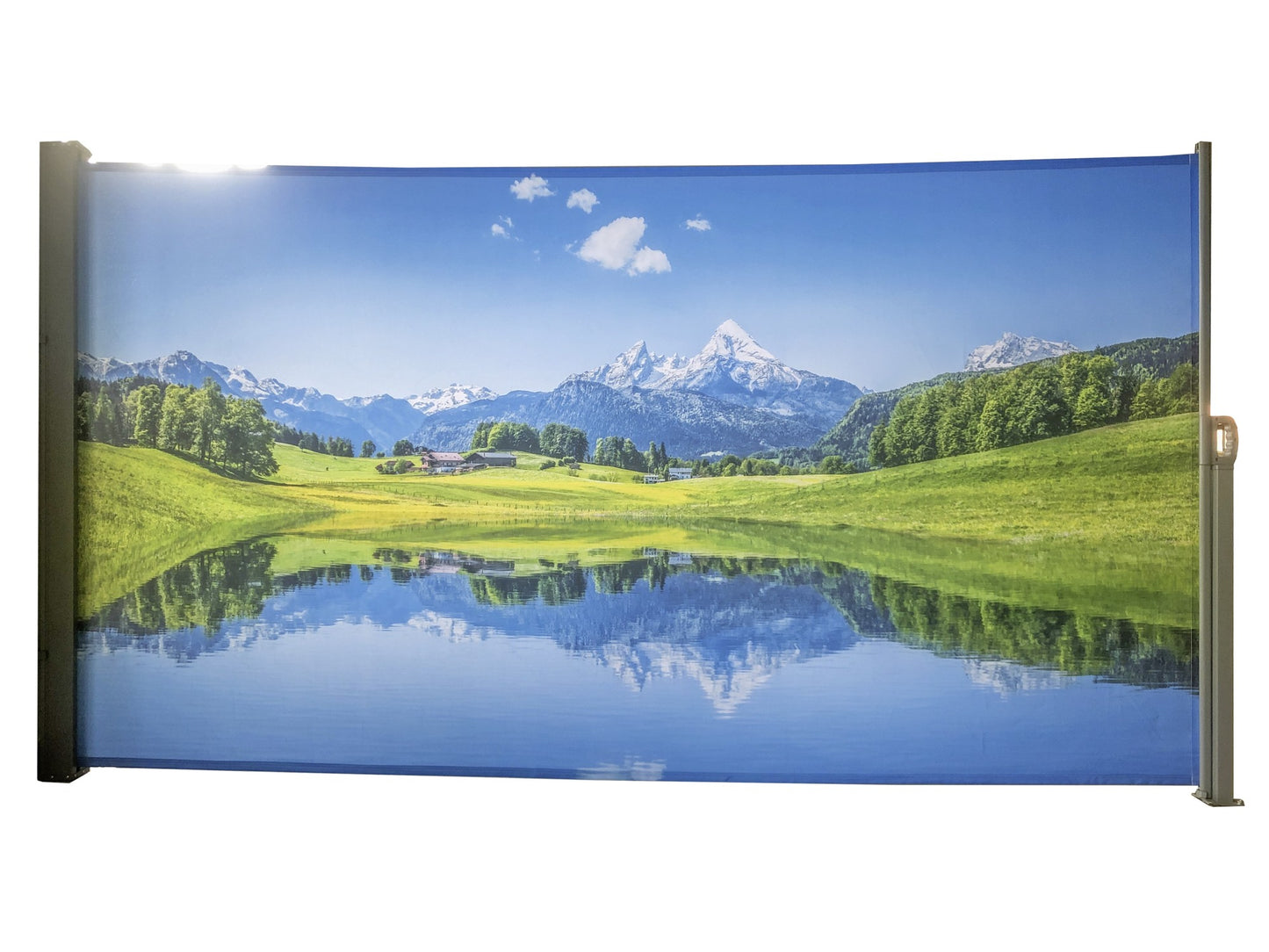 Seitenmarkise Motiv Bergsee silbergrau 160x300 Markise Seite Balkon Sichtschutz