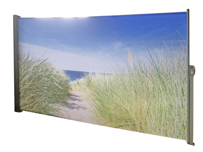 Seitenmarkise Motiv Nordseeküste grau 160x300 Markise Seite Balkon Sichtschutz