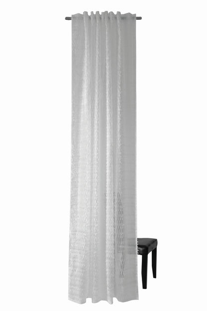 Homing Schlaufenschal Franje 140x245 Vorhang Wohnzimmer transparent weiß Deko
