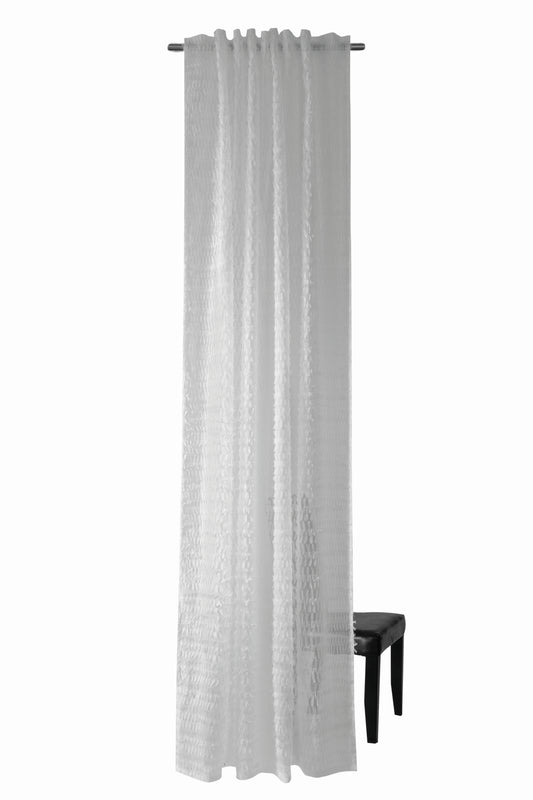 Homing Schlaufenschal Franje 140x245 Vorhang Wohnzimmer transparent weiß Deko