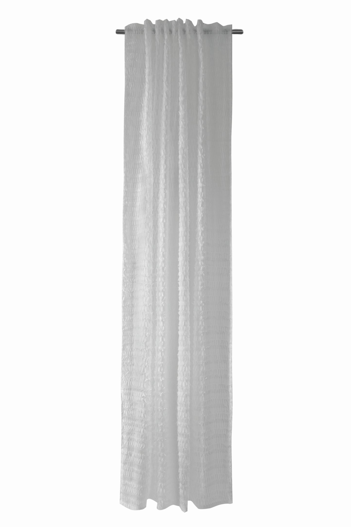 Homing Schlaufenschal Franje 140x245 Vorhang Wohnzimmer transparent weiß Deko