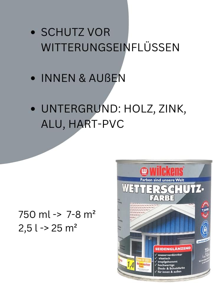 Wilckens 2,5l Wetterschutzfarbe Schokoladenbraun Holzdeckfarbe Holzfarbe