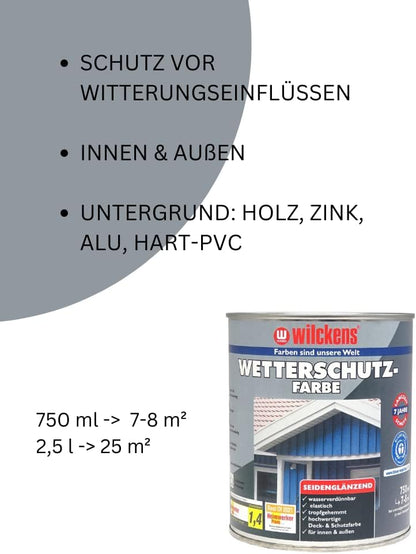 Wilckens 2,5l Wetterschutzfarbe Schokoladenbraun Holzdeckfarbe Holzfarbe