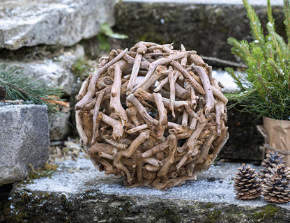 Kugel Treibholz 30cm Deko natur Holz Gartenkugel Holzkugel Treibholzkugel Garten