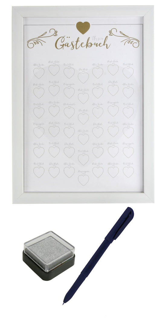 Gästebuch Rahmen mit Fingerabdruck Stempelkissen Bilderrahmen Hochzeit Geschenk
