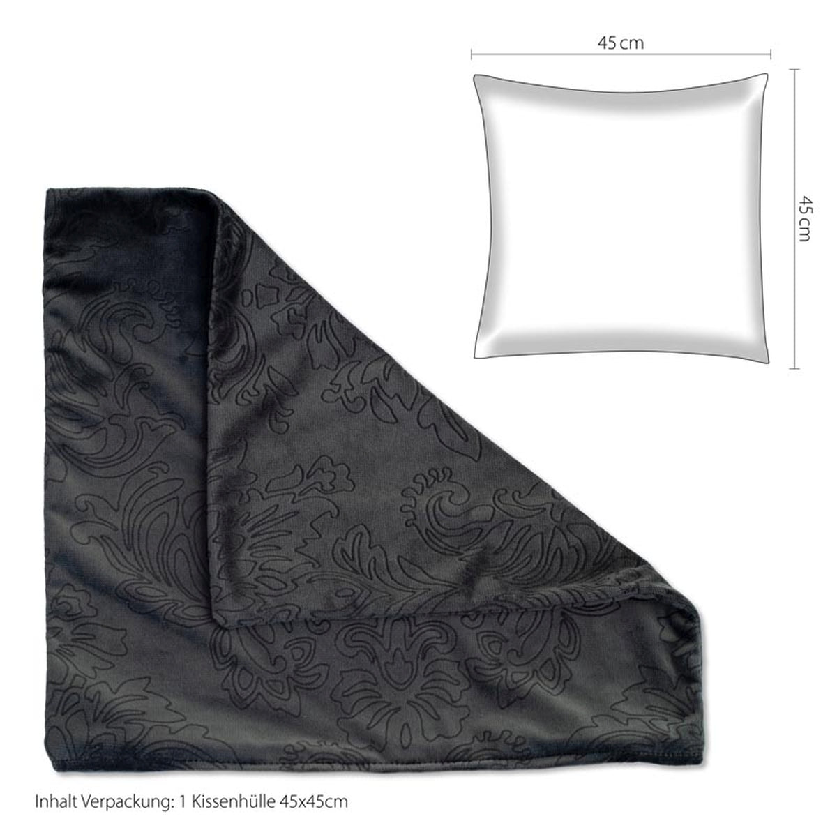 Homing Kissenhülle London 45x45 charcoal Kissen Bezug Wohnzimmer Geometrisch