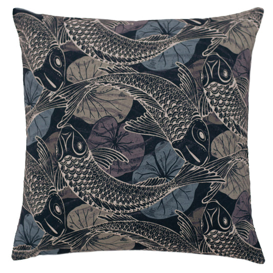Homing Kissenhülle Koi 45x45 anthrazit Kissen Bezug Wohnzimmer Deko Tiermotive