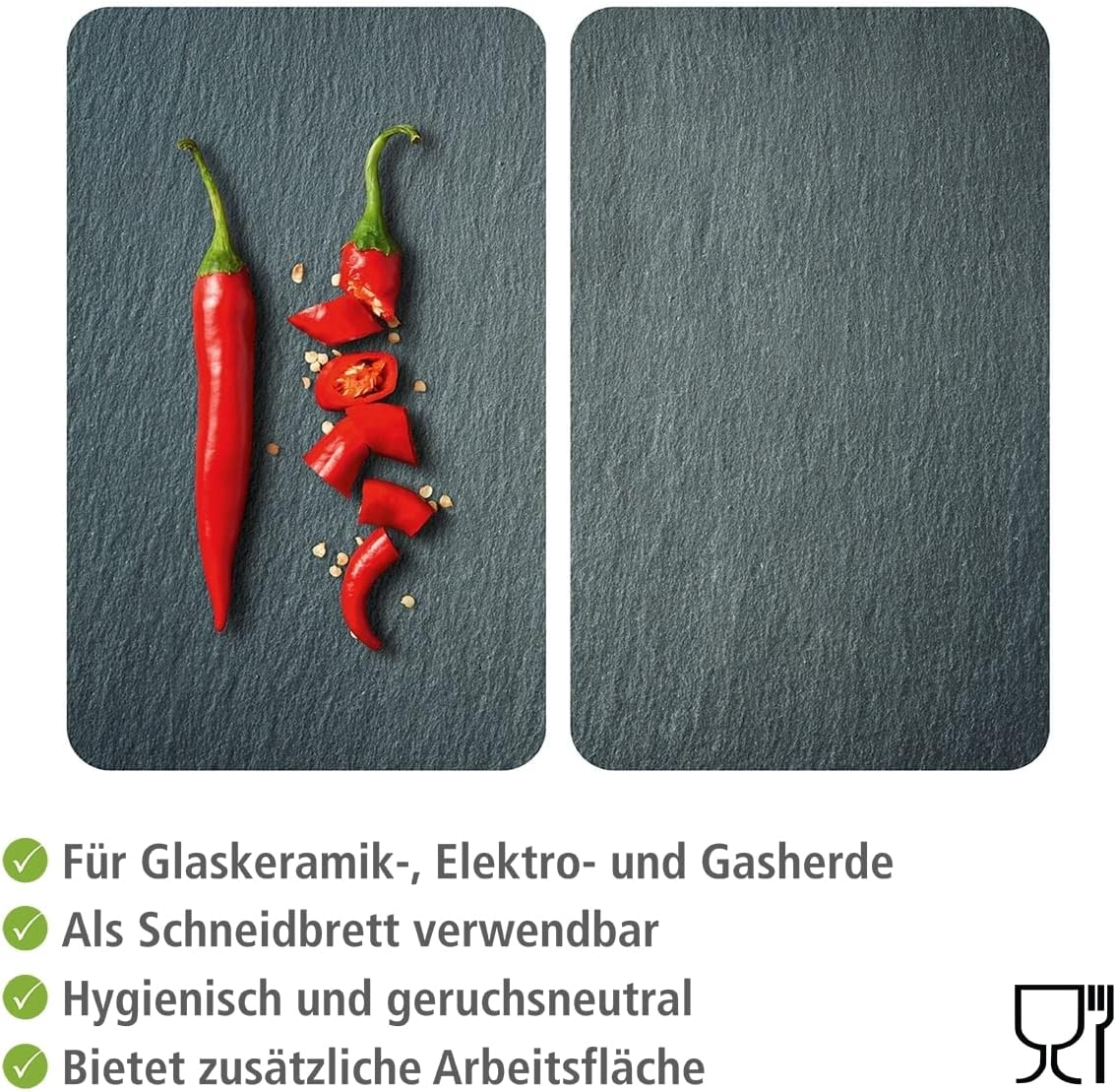 2x Glas Herdabdeckplatten Cayenne Abdeckplatten Herd Herdplatten Set Abdeckung