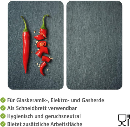 2x Glas Herdabdeckplatten Cayenne Abdeckplatten Herd Herdplatten Set Abdeckung