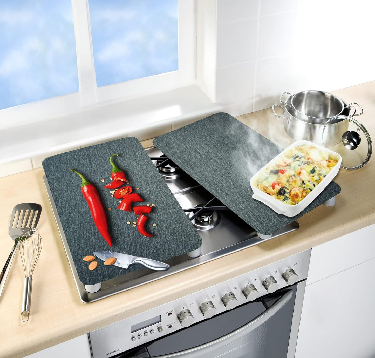 2x Glas Herdabdeckplatten Cayenne Abdeckplatten Herd Herdplatten Set Abdeckung